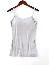 abordables Débardeurs et camisoles femme-Débardeur en camisole pour femmes Simple Basique Sans manches Col en U Hauts réguliers Décontracté Noir Blanc Rose Bleu Beige
