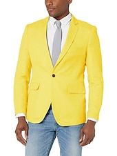 abordables Blazers et vestes-Veste de blazer pour hommes veste de sport mode décontractée couleur unie bleu lac blanc jaune coupe ajustée à simple boutonnage un bouton