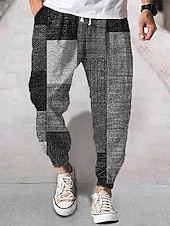 cheap Men&#039;s Printed Sweatpants-Men&#039;s Joggers Trousers Summer Pants Beach Pants Drawstring Elastic Waist 3D Print Color Block Graphic Prints Geometry Comfort Breathable Sports Outdoor Casual Daily Streetwear Designer Yellow Green