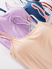 abordables Débardeurs et camisoles femme-Débardeur en camisole pour femmes Simple Basique Sans manches Col en U Hauts réguliers Décontracté Noir Blanc Rose Bleu Beige