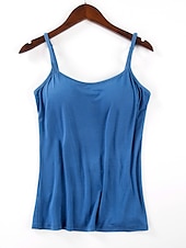 abordables Débardeurs et camisoles femme-Débardeur en camisole pour femmes Simple Basique Sans manches Col en U Hauts réguliers Décontracté Noir Blanc Rose Bleu Beige