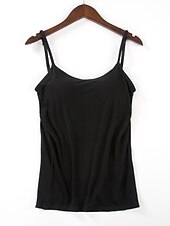 abordables Débardeurs et camisoles femme-Débardeur en camisole pour femmes Simple Basique Sans manches Col en U Hauts réguliers Décontracté Noir Blanc Rose Bleu Beige