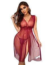 cheap Sexy Lingerie-Women&#039;s Split Sexy Sexy Lingerie Sexy Bodies Nightwear - Solid Colored Home Outfits