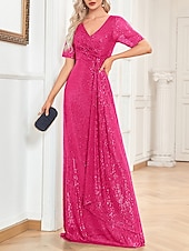 levne NY šaty-A-line večerní šaty elegantní šaty formální svatební host podlahová délka krátký rukáv v krku s flitry oblečení k oslňování