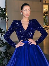 olcso Koktélruhák-Ball Gown A-vonalú Koktélruhák Vintage Ruha Esti Party Koktél Party Teahosszú Hosszú Ujjú Ékszer Nyakú Őszi Esküvői Vendég Tüll Rámenős Ruhák