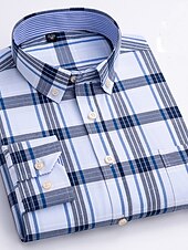preiswerte Oxford-Hemden für Herren-Herren Oberhemd Gestreiftes Hemd Hemd Bügelfreies Hemd Oxford Hemd Kariert / Gestreift / Chevron Hochzeit Büro &amp; Karriere Hellblau Dunkelrot Rote Dunkelmarine Langarm Hemdkragen Ganzjährig Bekleidung