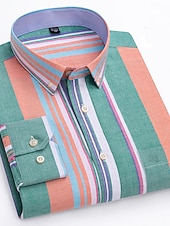 preiswerte Oxford-Hemden für Herren-Herren Oberhemd Gestreiftes Hemd Hemd Bügelfreies Hemd Oxford Hemd Kariert / Gestreift / Chevron Hochzeit Büro &amp; Karriere Hellblau Dunkelrot Rote Dunkelmarine Langarm Hemdkragen Ganzjährig Bekleidung