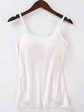 abordables Débardeurs et camisoles femme-Débardeur en camisole pour femmes Simple Basique Sans manches Col en U Hauts réguliers Décontracté Noir Blanc Rose Bleu Beige