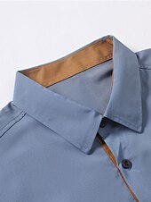 economico camicia da uomo con bottoni-Per uomo Camicia Camicia estiva Camicia con bottoni Maglietta informale Camicia da spiaggia Blu Verde Grigio Manica lunga Color Block Bavero Giornaliero Da mare Abbigliamento Di tendenza Informale
