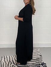 voordelige Tweedelige sets-Dames Pyjama Pyjamatop en broek Sets 2-delig Modieus Casual Zacht Heldere kleur T-shirt Pantalon Huis Dagelijks Bed Lange mouw V-Wire Zwart Wit Geel blauw Groen Zomer Lente