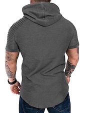 abordables Camisetas casuales de hombre-Hombre Camiseta Camiseta superior Mangas cortas Con Capucha Verano Plano delgado plisado Moda Deportes Básico Vacaciones Calle Noche Negro Blanco Azul Marino Camiseta superior para hombre
