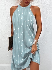 cheap Boho Dress-Women&#039;s Mini Dress Petite Dress Sundress Summer Dress Halter Neck Dress Active Fashion Streetwear Outdoor Vacation Daily Regular Fit Floral Sleeveless Halter Neck Light Green Royal Blue