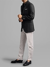 billige Lin blazer-Herre Motedesign Uformell Lin Blazer Vanlig Skreddersydd Passform Sommer Enfargede En-knapp To-knapper Svart