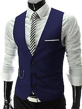 economico Gilet-Per uomo Gilet da completo Panciotto Formale Matrimonio Ufficio Cerimonia Di tendenza 1920s Per tutte le stagioni Poliestere Tinta unita A V Taglia piccola Vinaccia Nero Bianco Blu marino Gilet