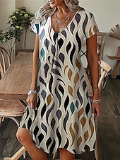 cheap Art&amp;Design Dress-Women&#039;s Mini Dress Petite Dress T Shirt Dress Tee Dress Shift Dress Summer Dress Bohemia Fashion Basic Outdoor Vacation Party Regular Fit Tropical Short Sleeve V Neck Black White Yellow