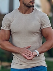 economico Magliette casual da uomo-Per uomo Maglietta Maniche Corte Girocollo Estate Striscia di Fossa Moda Essenziale Casual Vacanza Uscire Casual Quotidiano blu navy Bianco Blu Maglietta Top per Uomo