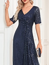 levne NY šaty-A-line večerní šaty elegantní šaty formální svatební host podlahová délka krátký rukáv v krku s flitry oblečení k oslňování