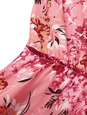 preiswerte Lässige Blumenkleider-damen swingkleid maxi langes kleid rosa langarm floral print frühling sommer tiefes v elegant boho 2022 s m l xl xxl xxxl
