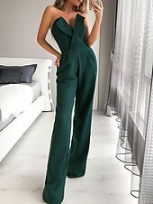 ieftine Pantaloni și salopete-Salopete Rochii de Invitată la Nuntă Rochie Tuxedo Rochii Rompers Petrecere Rochie pentru Nuntă Lungime de Podea fără Mâneci Fără Mâneci din Material Elastic cu Buzunar