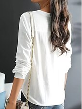 preiswerte Wesentliche Falsche Hemden-Damen Hemd Kunstbaumwollleinen Stickerei Ethnisch Elegant Mode V Ausschnitt Weiß Sommer Frühling Herbst