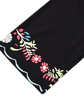 abordables Robes Bohémiennes-robe décontractée pour femmes robe ethnique mini robe noir manches 3/4 couleur pure impression été printemps automne col en v élégant 2023 s m l xl xxl 3xl