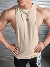 ieftine Tricouri de Sală-Bărbați Bluză Fără manșon Stil Nautic Vară Simplu / Solid Modă Designer Muşchi În aer liber Ieșire Sală de Fitness Kaki Top tricou pentru bărbați