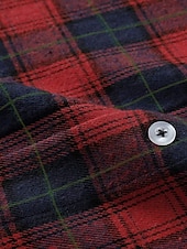 economico camicia da uomo con bottoni-Per uomo Camicia Camicia casual Camicia con Bottoni Giallo Rosso Verde Plaid Bavero Vacanza Streetwear Base Abbigliamento Moda Tempo libero