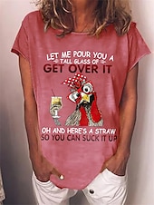 abordables T-shirt Humor &amp; Citations-t-shirt femme basique imprimé lettre manches courtes hauts réguliers col rond quotidien week-end noir blanc rose gris été