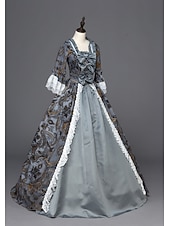 halpa Mekot-Vintage Rokokoo Viktoriaaninen Maxi Mekot Juhla-asu Naamiaisasu Normaali Juliet hiha Prinsessa Tuhkimo Shakespeare Pitsi Rusetti Prinsessa Nelikulmainen kaula-aukko Naamiaispuku Naisten Tyttöjen