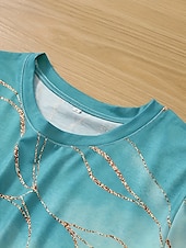 abordables T-shirt Art &amp; Design-t-shirt basique à imprimé marbre pour femme, manches courtes, col rond, décontracté, week-end, rouge, bleu, violet, vert