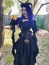 economico Vestito-Vintage Gotico Medievale Vestito Costume Cosplay Abito ispirato alla Reggenza Manica del polsino svasato Vichingo Elfico Per donna Celtico Costumi da pirata Fantasia Halloween Mascherata Performance