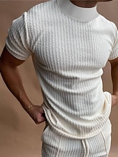cheap Men&#039;s Casual T-shirts-Men&#039;s T Shirt Tee Top Short Sleeves Crew Neck Summer Plain Pit Strip Fashion Designer Basic Vacation Street Going out Black White Top Tee for Men