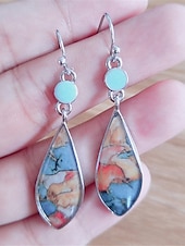cheap Earrings-Women&#039;s Earrings Ethnic Style Outdoor Color Block Earring