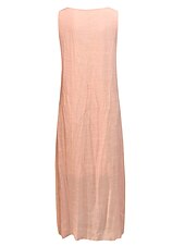 abordables concevoir des robes en coton et lin-Femmes Bleu Clair Noir Blanche Été Robe maxi Robes inspirées du lin Robe Blanche Robe en Dentelle Mode Sans manches Quotidien Week-end Coupe Ample Uni Col en V