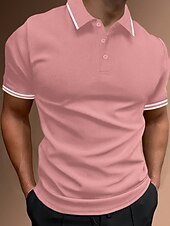 お買い得  メンズ クラシックポロ-男性用 ポロシャツ ゴルフシャツ ワーク カジュアル ラペル 半袖 ファッション ベーシック 平織り ボタン 夏 レギュラー ブラック ホワイト ライトグリーン ピンク ネイビーブルー オレンジ ポロシャツ