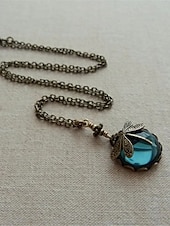 ieftine Coliere &amp; Pandative-colier de damă 1 bucată pandantiv libelulă cabochon din sticlă verde lanț vintage moda boemă coliere creative în aer liber cu animale