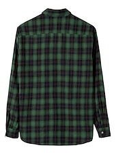 economico camicia da uomo con bottoni-Per uomo Camicia Camicia casual Camicia con Bottoni Giallo Rosso Verde Plaid Bavero Vacanza Streetwear Base Abbigliamento Moda Tempo libero