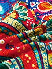 preiswerte Boho Kleider-Damen Minikleid Casual kleid Ethnisches Kleid Etuikleid Minikleid Urlaub Modisch Klassisch Urlaub Geburtstag Casual Regular Fit Blumen Paisley-Muster Kurzarm V Ausschnitt Tiefes V Rote Staubiges Blau