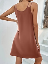 abordables mini robe noire-Robe d&#039;été Robe à enfiler Femme Mini robe Ouvert du quotidien Plage Mode Col V Sans Manches 2023 Standard Noir Rouge Violet S M L XL 2XL
