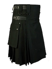 olcso Alsók-Utcai sikk Stílusos Klasszikus stílus Szoknya Skót Utility Kilts Ren Faire Szegecs Pliszé Tömör szín Férfi Kelta Farsang Parti Halloween Szoknya Cross-Season