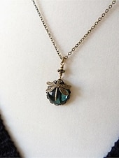 ieftine Coliere &amp; Pandative-colier de damă 1 bucată pandantiv libelulă cabochon din sticlă verde lanț vintage moda boemă coliere creative în aer liber cu animale