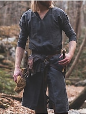  Medievale Rinascimento 17° secolo Camicia Tunica Guerriero Vichingo Ranger Elfico Tiro con l'arco Costume Per uomo Vichingo Fantasia Halloween Carnevale Mascherata LARP Adulti Camicia Tutte le