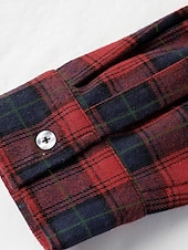 economico camicia da uomo con bottoni-Per uomo Camicia Camicia casual Camicia con Bottoni Giallo Rosso Verde Plaid Bavero Vacanza Streetwear Base Abbigliamento Moda Tempo libero