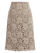 ieftine Fuste simple-Pentru femei Fustă Bodycon Fuste de lucru Elegant Modă Afacere Sub Genunchi Talie Înaltă Fuste Mată Dantelă Birou / Carieră Stradă Negru Mov Deschis Albastru Deschis Vară Poliester
