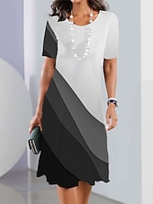 voordelige Strepen- en geometrische jurk-Dames Mini-jurk T shirt jurk Zonnejurk Zomerjurk Jurk met print Modieus Streetwear Modern Buiten Dagelijks Uitgaan Normale pasvorm Geometrisch Kleurenblok Korte mouw Strakke ronde hals Zwart en Wit