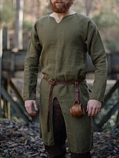  Medievale Rinascimento 17° secolo Camicia Tunica Guerriero Vichingo Ranger Elfico Tiro con l'arco Costume Per uomo Vichingo Fantasia Halloween Carnevale Mascherata LARP Adulti Camicia Tutte le