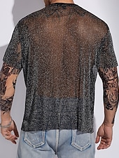 preiswerte Lässige T-Shirts für Herren-Herren T Shirt Männer Solid Glitter T-Shirt T-Shirt Kurzarm Rundhalsausschnitt Sommer Einfach Designer Basic Moderne zeitgenössische Basic Urlaub Straße Ausgehen Schwarz Top T-Shirt für Herren