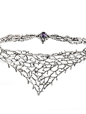 baratos Medieval-elven circlet elf crown - evil fairy galadriel silver halo headpiece gothic celtic tiara larp headband medieval renascentista jóias acessórios elf traje para mulheres meninas