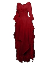 economico Vestito-Vintage Gotico Medievale Vestito Costume Cosplay Abito ispirato alla Reggenza Manica del polsino svasato Vichingo Elfico Per donna Celtico Costumi da pirata Fantasia Halloween Mascherata Performance