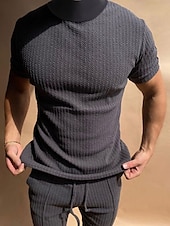 cheap Men&#039;s Casual T-shirts-Men&#039;s T Shirt Tee Top Short Sleeves Crew Neck Summer Plain Pit Strip Fashion Designer Basic Vacation Street Going out Black White Top Tee for Men